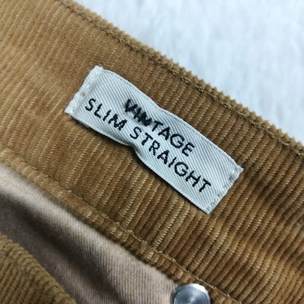 J. Crew Pants Womens Vintage Slim Straight Corduroy Camel Brown High Rise 30
